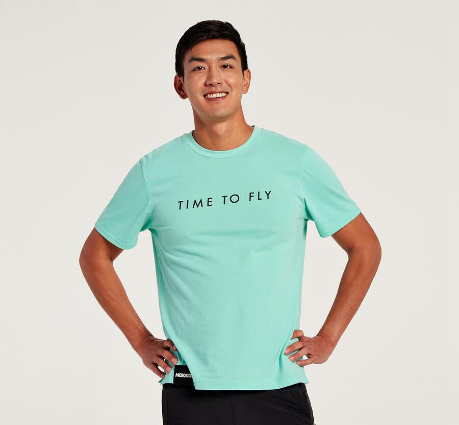 Hoka Mens Tee NZ - Hoka One One Brand Mint (ZRP950186)